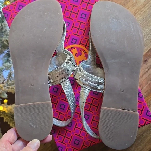 Tory Burch Metallic Silver Sandals - Picture 4 of 8
